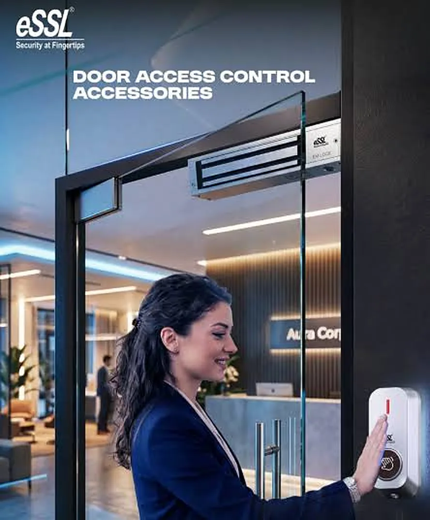 Employee using a door access reader